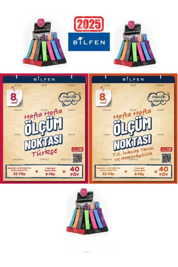 2025 8.Sınıf Türkçe-İnk.Tarihi  Hafta Hafta Ölçüm Noktası Uygulamalı Soru-Deneme Seti+Kalemlik - Bilfen Yayınları - Image 1