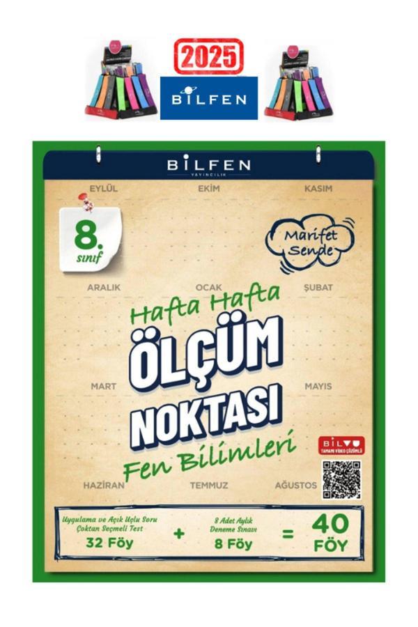 2025 8.Sınıf Fen Hafta Hafta Ölçüm Noktası(32 Föy Test+4Föy Deneme)+Kalemlik - Bilfen Yayınları - Image 1