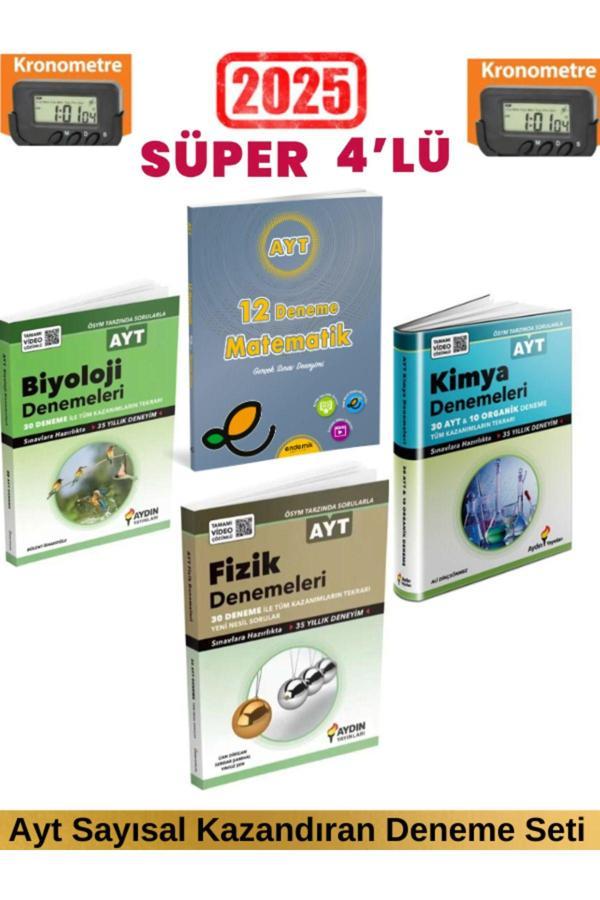 2025 Endemik Ayt Matematik 12 Deneme+Aydın Ayt Fizik 30+Kimya 40+Biyoloji 30 Deneme+Kronometre - Endemik Yayınları - Image 1