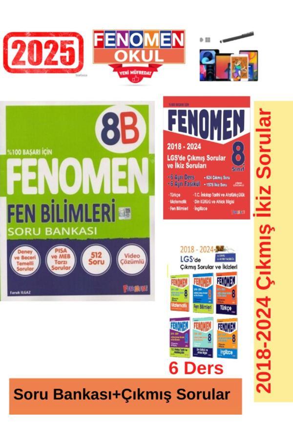 2025 8.Sınıf Fen(B)Kolay 1643 Soru-Soru Bankası+Lgs 2018-2024  Çıkmış İkiz Soru Seti+Kalem - Fenomen Yayıncılık - Image 1