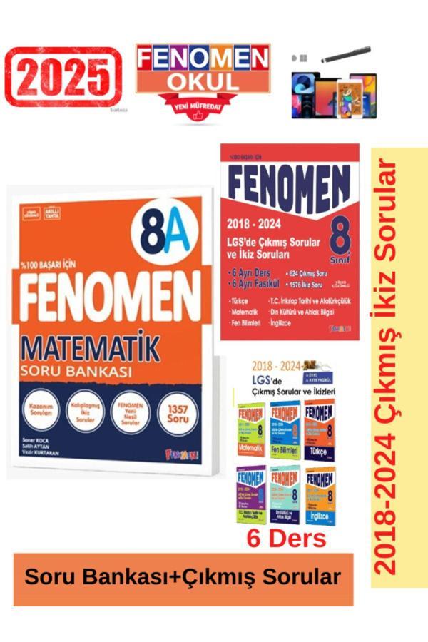 2025 8.Sınıf Matematik(A)Kolay 1357Soru-Soru Bankası+Lgs 2018-2024  Çıkmış İkiz Soru Seti+Kalem - Fenomen Yayıncılık - Image 1