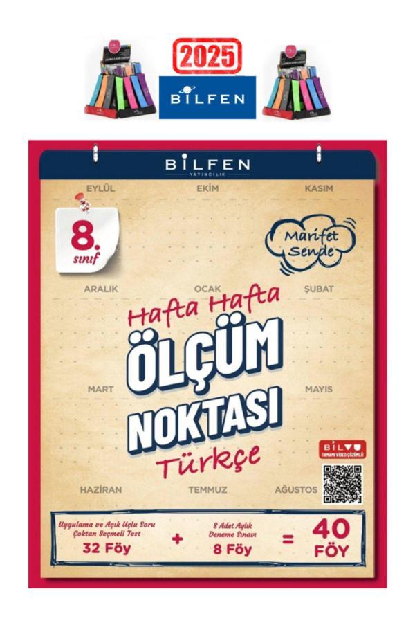 2025 8.Sınıf Türkçe Hafta Hafta Ölçüm Noktası(32 Föy Test+4Föy Deneme)+Kalemlik - Bilfen Yayınları - Image 1