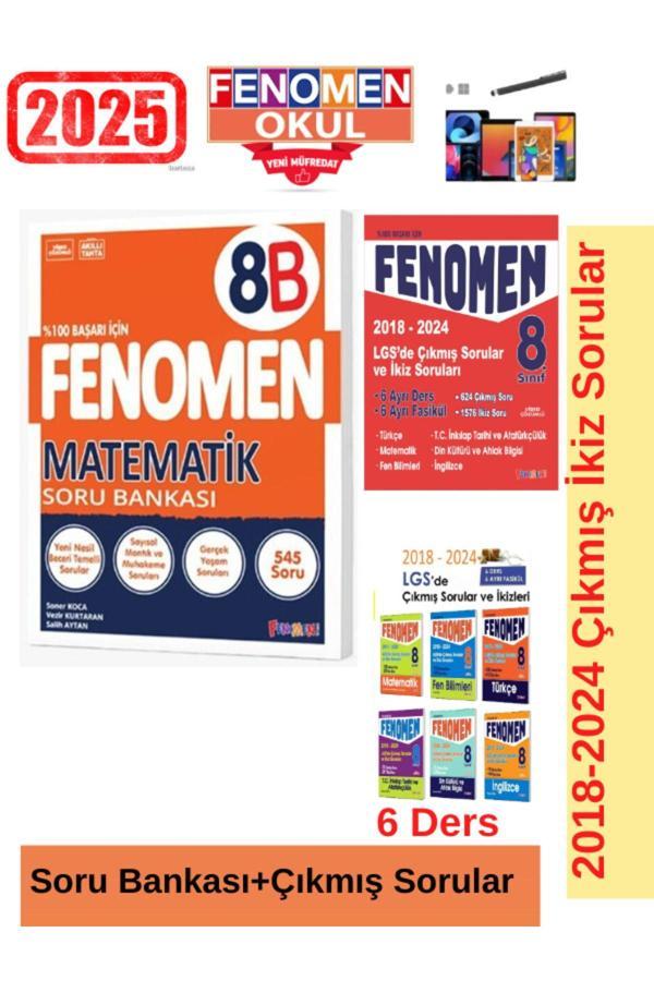 2025 8.Sınıf Matematik(B)Kolay 1357Soru-Soru Bankası+Lgs 2018-2024  Çıkmış İkiz Soru Seti+Kalem - Fenomen Yayıncılık - Image 1