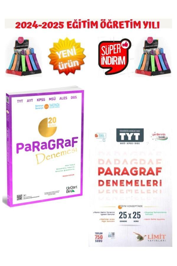 2025 Tyt-Ayt 345  Paragraf 20 Li Deneme+Limit Tyt Paragraf 25x25 Deneme+Kalemlik - Üç Dört Beş Yayınları - Image 1