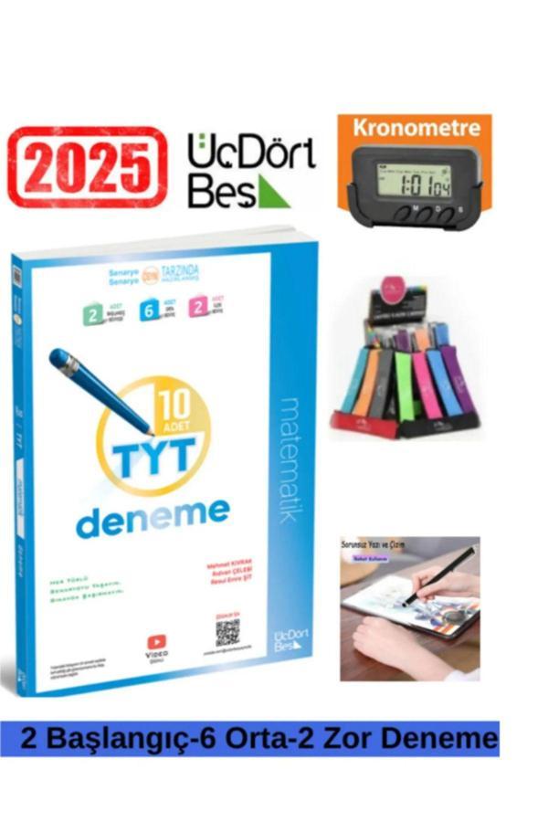 Tyt 10’lu Matematik Deneme Soru Bankası 345 Üçdörtbeş 2025 Kronometre Kalem Kalemlik - Üç Dört Beş Yayınları - Image 1