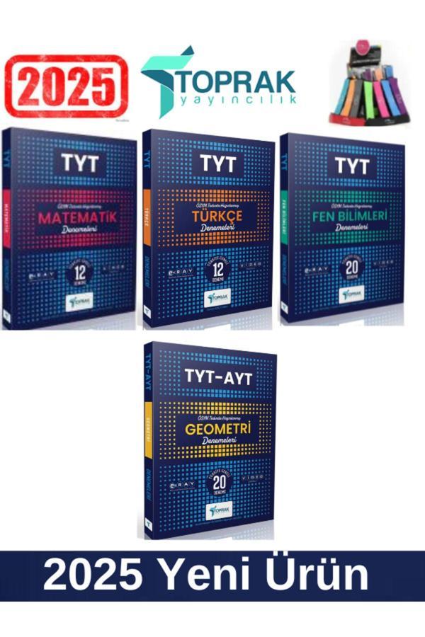 Toprak Yayınları 2025 Tyt Mat12-Fen20-Türkçe12-TytAyt Geo20 Deneme Seti+Kalemlik - Toprak Yayınları - Image 1