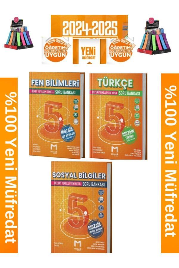 Mozaik Müfredat 5.Sınıf Fen-Türkçe-Sosyal %100 Yeni Müfredat Soru Bankası+Kalemlik - Mozaik Yayınları - Image 1