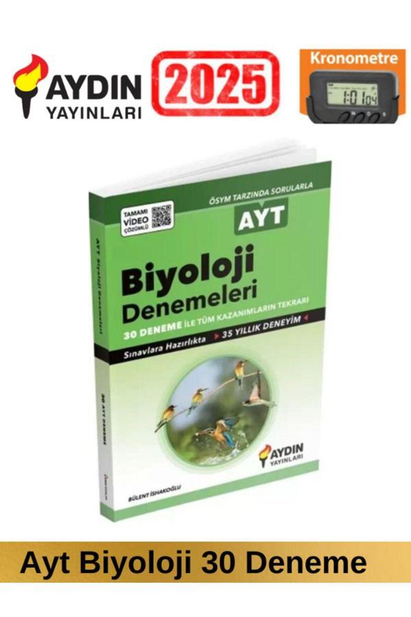 Aydın 2025 Ayt Biyoloji 30 Adet  Video Çözümlü Branş Deneme+Kronometre - Aydın Yayınları - Image 1