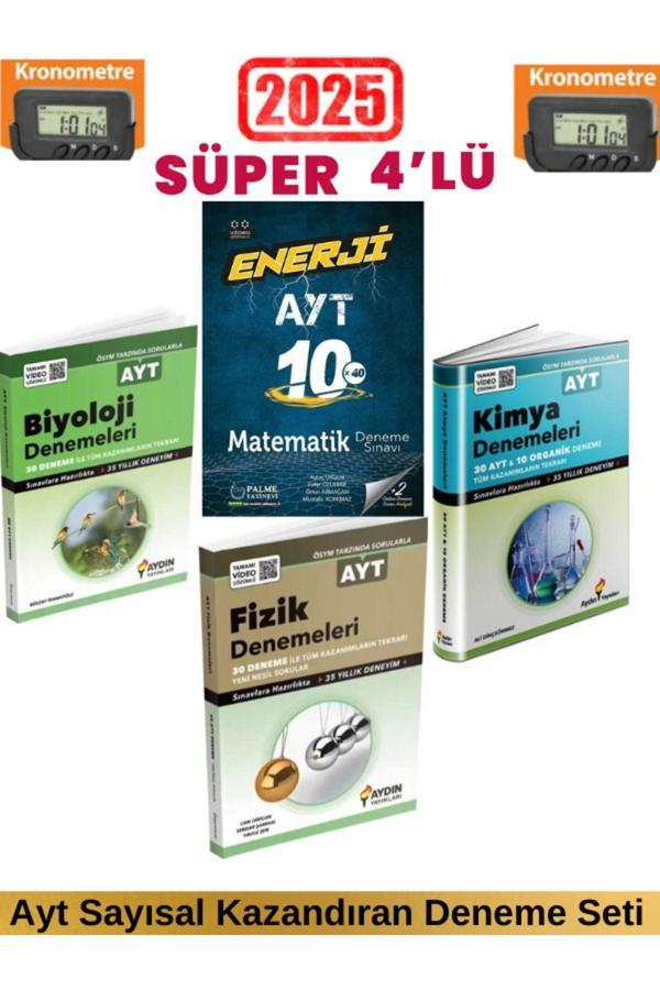 2025 Ayt Enerji Matematik 10 Deneme+Aydın Ayt Fizik 30+Kimya 40+Biyoloji 30 Deneme+Kronometre - Palme Yayınları - Image 1