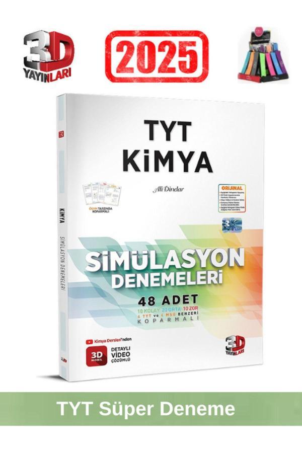 3d 2025 Tyt Kimya 48 Adet Simulasyon Video Çözümlü Deneme+Kalemlik - 3D Yayınları - Image 1