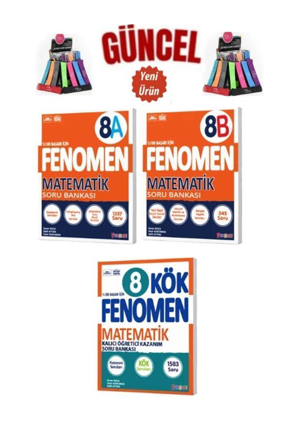 Güncel 8.Sınıf Matematik A-B(Kolay-Zor)1357-545 Soru Soru Bankası-Kök Sorular Seti+Kalemlik - Fenomen Yayıncılık - Image 1