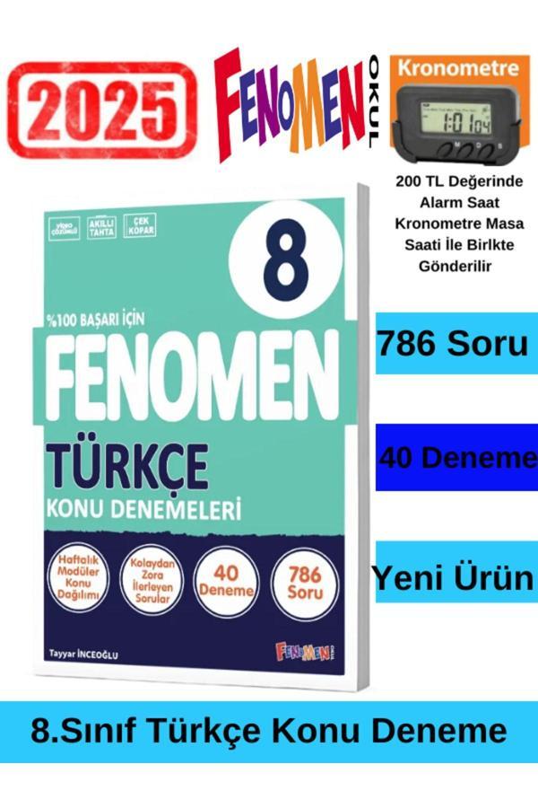 2025 8.Sınıf Lgs Hazırlık Türkçe 40 Adet Konu Denemesi 786 Soru+Kronometre - Fenomen Yayıncılık - Image 1