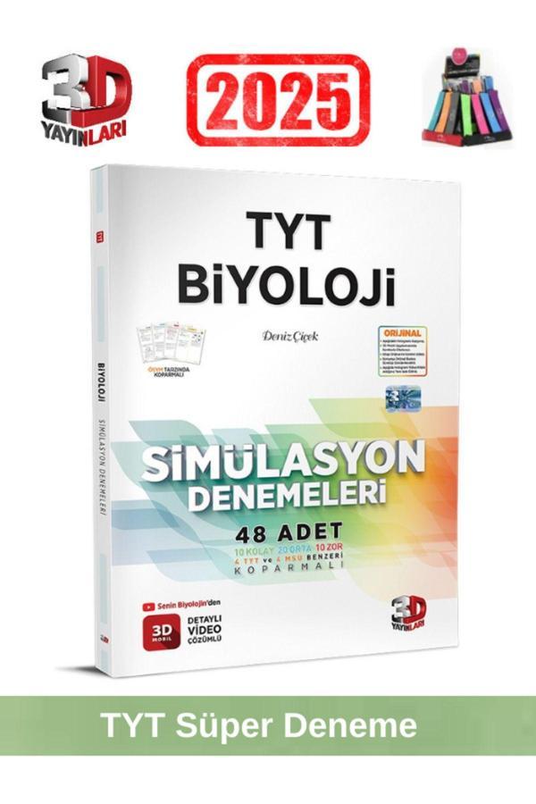 3d 2025 Tyt Biyoloji 48 Adet Simulasyon Video Çözümlü Deneme+Kalemlik - 3D Yayınları - Image 1
