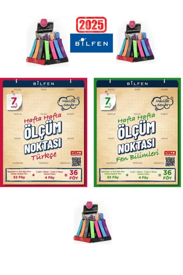 2025 7.Sınıf Türkçe-Fen  Hafta Hafta Ölçüm Noktası Uygulamalı Soru-Deneme Seti+Kalemlik - Bilfen Yayınları - Image 1