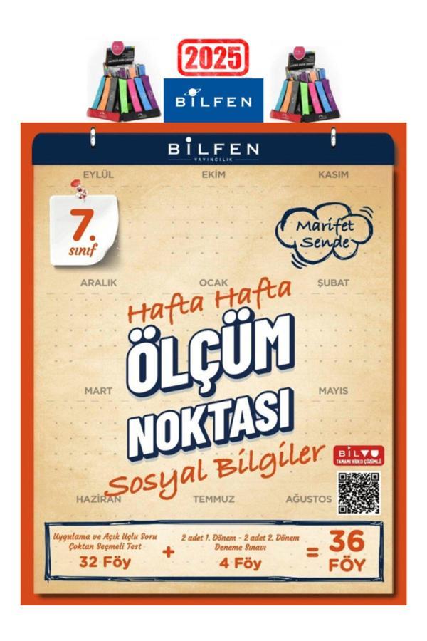 2025 7.Sınıf Sosyal Hafta Hafta Ölçüm Noktası(32 Föy Test+4Föy Deneme)+Kalemlik - Bilfen Yayınları - Image 1
