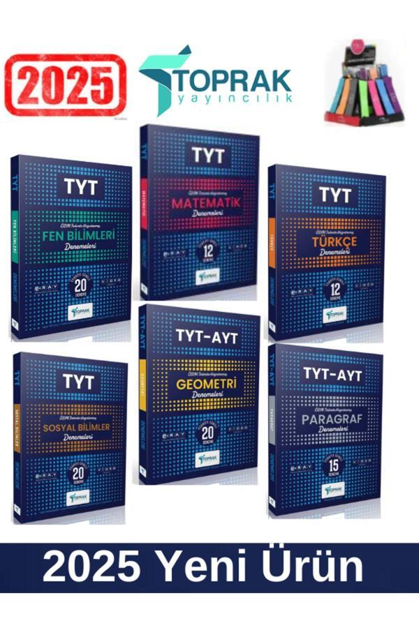 Toprak 2025 Tyt Mat12-Fen20-Türkçe12-Sosyal20-TytAyt Geo20-TytAyt Paragraf15 Deneme Seti+Kalemlik - Toprak Yayınları - Image 1