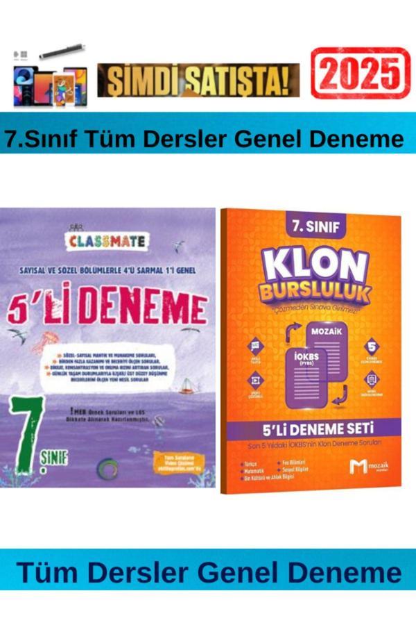 Classmate 7.Sınıf Tüm Dersler 7 li Deneme+Mozaik 7.Sınıf Klon Bursluluk Deneme+Kalem - Okyanus Yayıncılık - Image 1