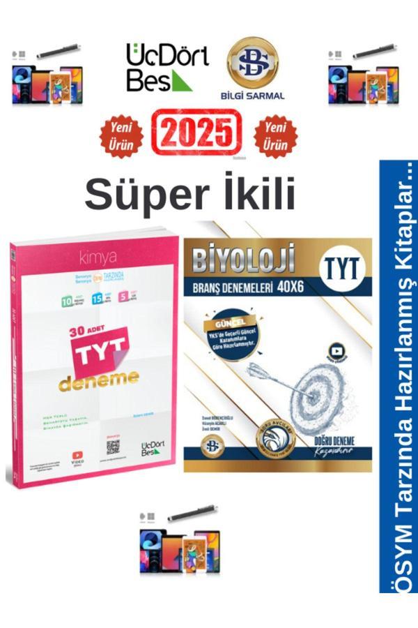 2025 Tyt Kimya(30)Deneme+Bilgi Sarmal Biyoloji (40x6)Deneme Seti+Kalem - Üç Dört Beş Yayınları - Image 1