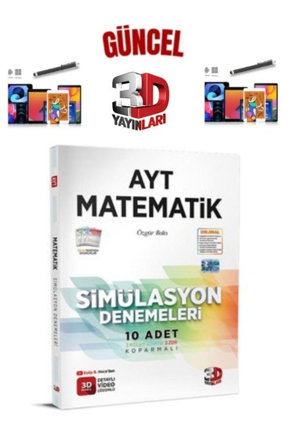 2025 3D Çözüm Yayınları Ayt Matematik 10 Adet Deneme Koparmalı+Dokunmatik Kalem - 3D Yayınları - Image 1