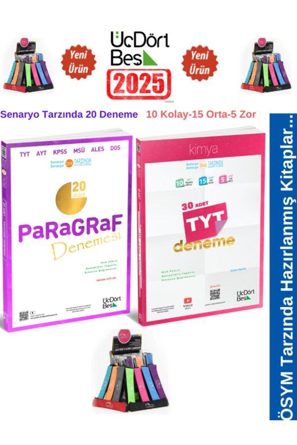 2025 Tyt Paragraf 20 Adet-Tyt Kimya 30 Adet Deneme Sınavı Seti+Kalemlik - Üç Dört Beş Yayınları - Image 1