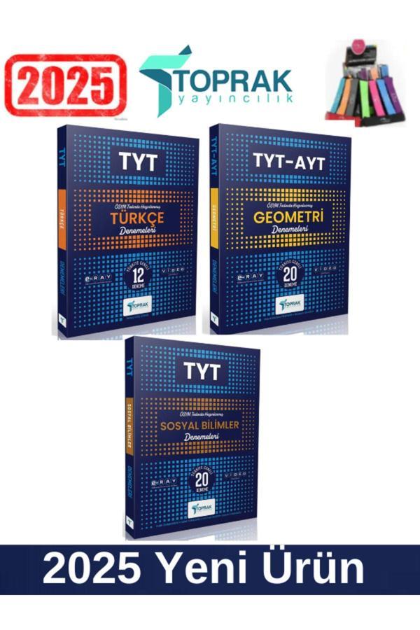 Toprak Yayınları 2025 Tyt Türkçe12-TytAyt Geometri20-Tyt Sosyal20 Deneme Seti+Kalemlik - Toprak Yayınları - Image 1