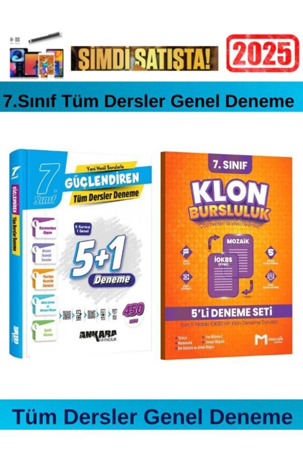 2025 7.Sınıf Güçlendiren Tüm Dersler 5+1 Deneme+Mozaik 7.Sınıf Klon 5li İokbs Deneme Seti+Kalem - Ankara Yayıncılık - Image 1