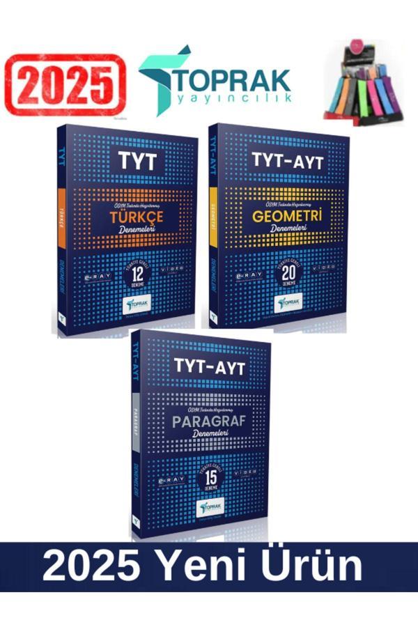 Toprak Yayınları 2025 Tyt Türkçe12-TytAyt Geometri20-TytAyt Paragraf15 Deneme Seti+Kalemlik - Toprak Yayınları - Image 1