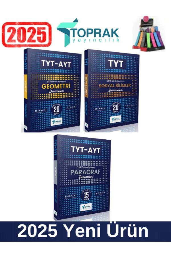Toprak Yayınları 2025 TytAyt Geometri20-Tyt Sosyal20-TytAyt Paragraf15 Deneme Seti+Kalemlik - Toprak Yayınları - Image 1