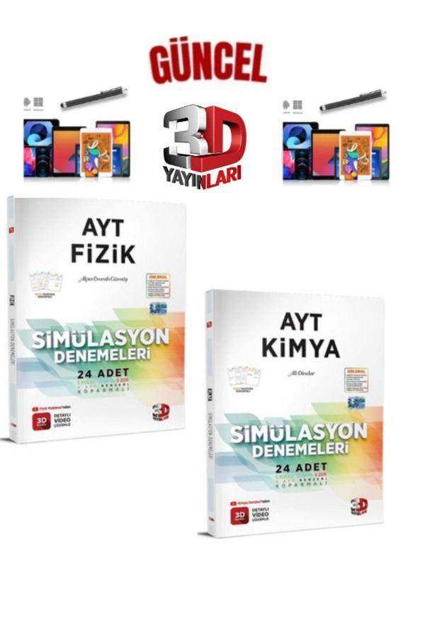 2025 3D Çözüm Ayt Fizik(24)-Kimya(24) 48 Adet Koparmalı Deneme Seti+Dokunmatik Kalem - 3D Yayınları - Image 1
