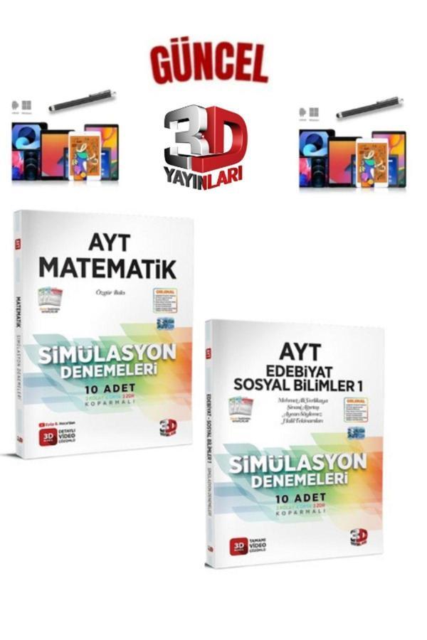 2025 3D Çözüm Ayt Matematik-Ayt Edebiyat Sosyal1 20 Adet Koparmalı Deneme Seti+Kalem - 3D Yayınları - Image 1