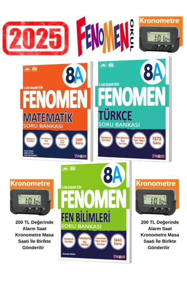2025 8.Sınıf Lgs Hazırlık Mat(A)-Fen(A)-Türkçe(A)-Kolay-Orta Soru Bankası Seti+Kronometre - Fenomen Yayıncılık - Image 1