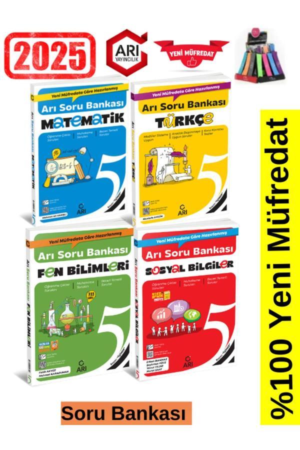 Arı Yayıncılık 2025 5.Sınıf Matematik-Türkçe-Fen-Sosyal Video Çözümlü Soru Bankası Seti+Kalemlik - Arı Yayıncılık - Image 1