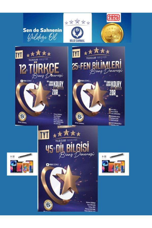 Güncel Tyt Türkçe 12-Fen 25-Dilbilgisi 45 Adet Yıldızlar Yarışıyor Branş Deneme Seti+Kalem - Bilgi Sarmal Yayınları - Image 1