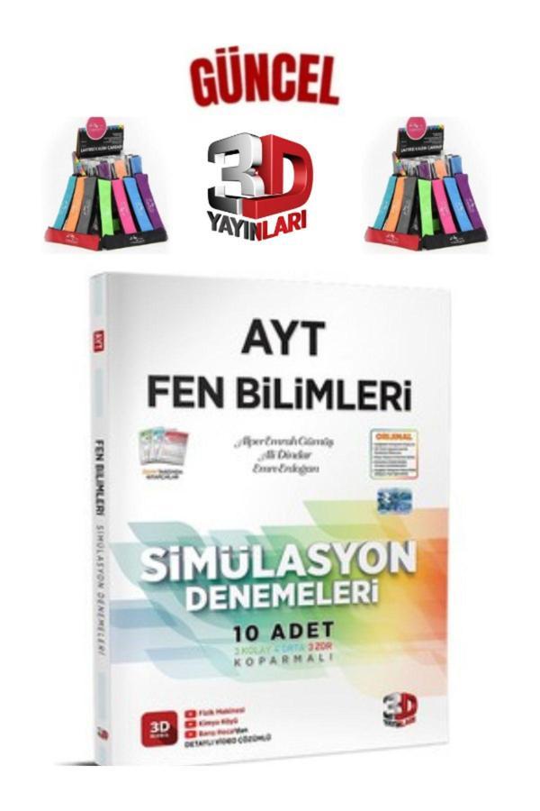 2025 3D Çözüm Yayınları Ayt Fen Bilimleri 10 Adet Deneme Koparmalı+Cambridge Kalemlik - 3D Yayınları - Image 1