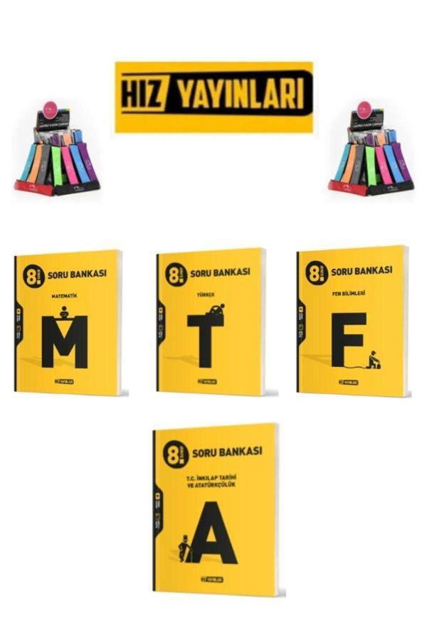 Güncel 8.Sınıf Lgs Hazırlık Matematik-Fen-Türkçe-İnk.Tar. Video Çözümlü Soru Bankası Seti+Kalemlik - Hız Yayınları - Image 1