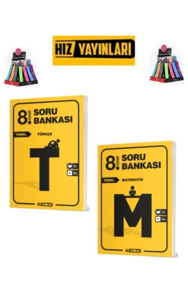 Güncel 8.Sınıf Lgs Hazırlık Temel Matematik-Türkçe Video Çözümlü Soru Bankası Seti+Kalemlik - Hız Yayınları - Image 1