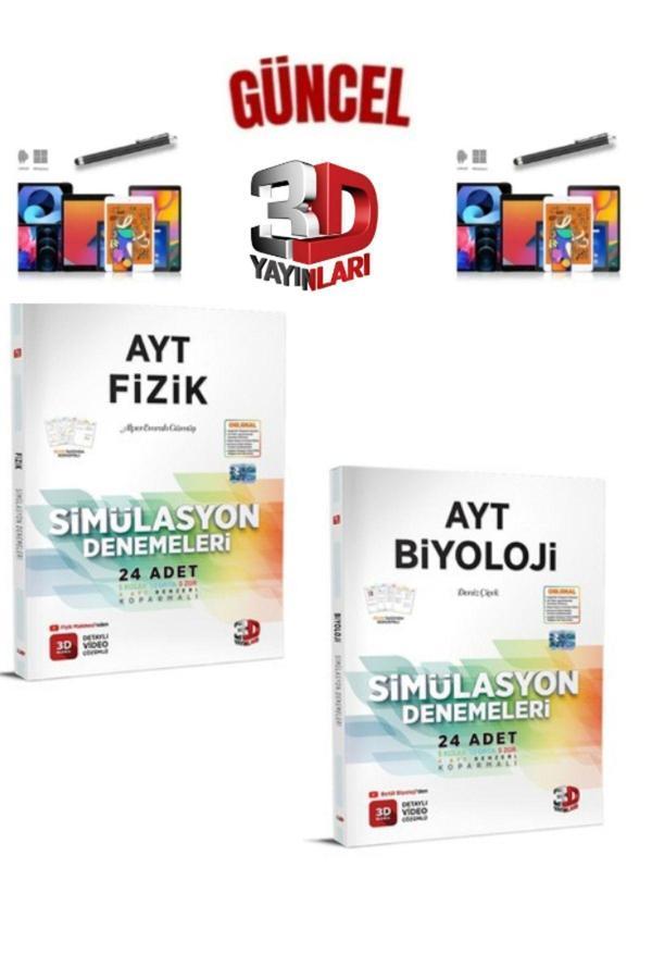 2025 3D Çözüm Ayt Fizik(24)-Biyoloji(24) 48 Adet Koparmalı Deneme Seti+Dokunmatik Kalem - 3D Yayınları - Image 1
