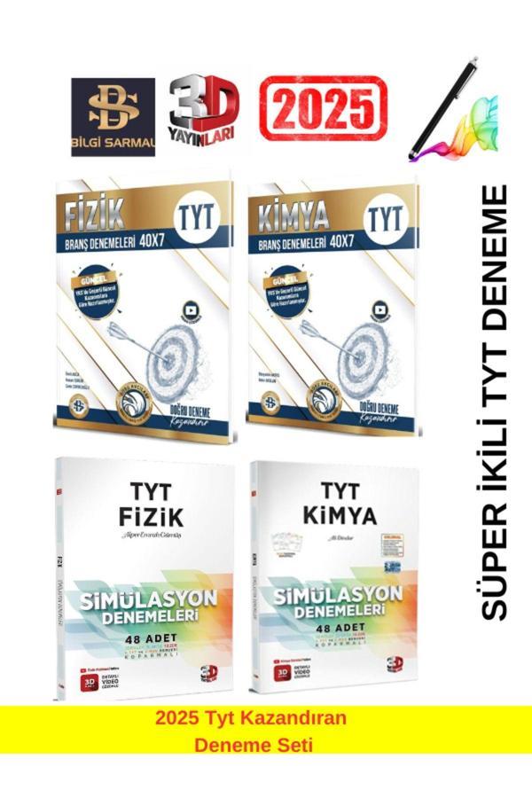 2025 Tyt Fizik40-Kimya40 Deneme +3D Tyt Fizik48-Kimya48 Deneme Seti+Kalemlik - Bilgi Sarmal Yayınları - Image 1