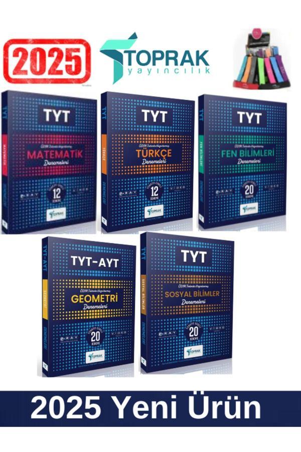 Toprak Yayınları 2025 Tyt Mat12-Fen20-Türkçe12-Sosyal20-TytAyt Geo20 Deneme Seti+Kalemlik - Toprak Yayınları - Image 1