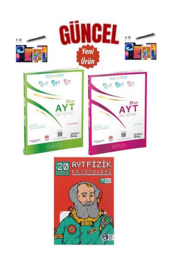 Ayt Güncel Kimya20-Biyoloji20Deneme-Ertan Sinan Şahin Ayt Fizik 20 Deneme Seti+Kalem - Üç Dört Beş Yayınları - Image 1