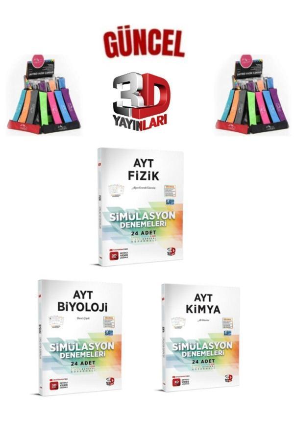 2025 3D Çözüm Ayt Fizik(24)-Kimya(24)-Biyoloji(24) 72Adet Koparmalı Deneme Seti+Kalemlik - 3D Yayınları - Image 1