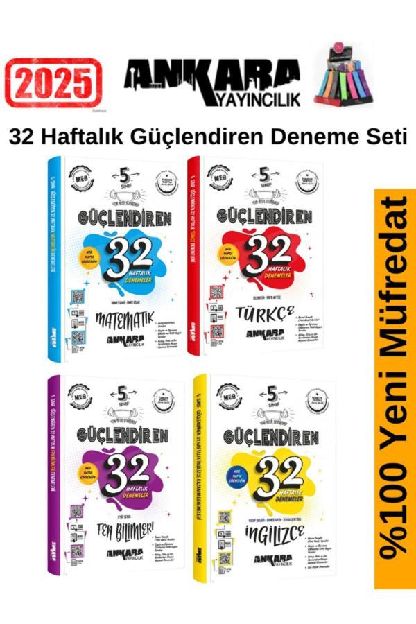 2025 5.Sınıf Güçlendiren Mat-Türkçe-Fen-İngilizce 32 Haftalık Deneme Seti+Kalemlik - Ankara Yayıncılık - Image 1
