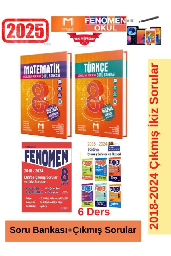Mozaik Matematik-Türkçe Soru Bankası+Lgs 2018-2024 Çıkmış İkiz Soru Seti+Kalem - Mozaik Yayınları - Image 1