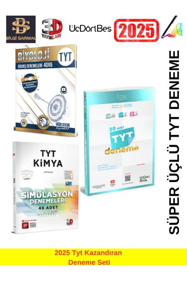 2025 Tyt Biyoloji40 Deneme+3D TYT Kimya 48 Deneme+345 Tyt Fizik30 Deneme Seti+Kalem - Bilgi Sarmal Yayınları - Image 1