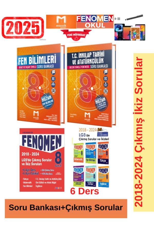 Mozaik Fen-İnkilap Tarihi Soru Bankası+Lgs 2018-2024 Çıkmış İkiz Soru Seti+Kalem - Mozaik Yayınları - Image 1
