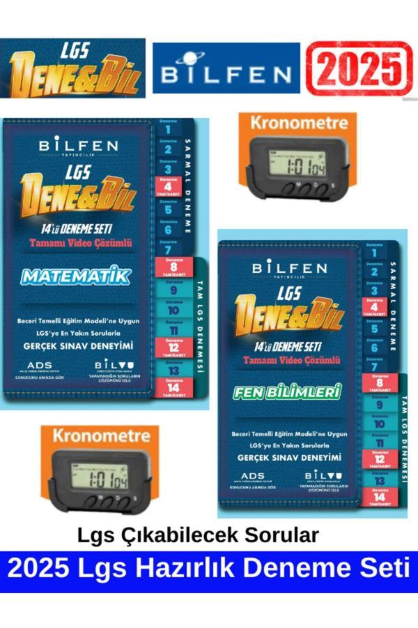 2025 Denebil 8.Sınıf Lgs Hazırlık Matematik14-Fen14  Deneme Seti+Kronometre - Bilfen Yayınları - Image 1
