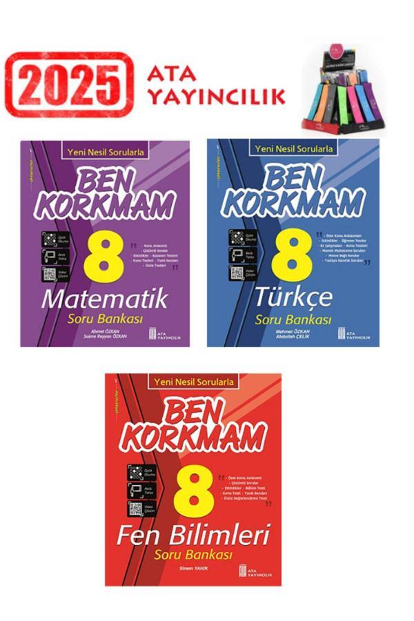 Ata Yayıncılık Güncel Ben Korkmam 8.Sınıf Matematik Türkçe Fen Soru Bankası+Kalemlik - Ata Yayıncılık - Image 1