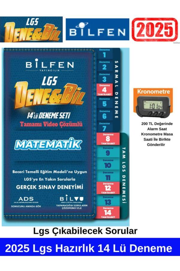 2025 Denebil 8.Sınıf Lgs Hazırlık Matematik 14 Adet Tamamı Çözümlü Deneme+Kronometre - Bilfen Yayınları - Image 1