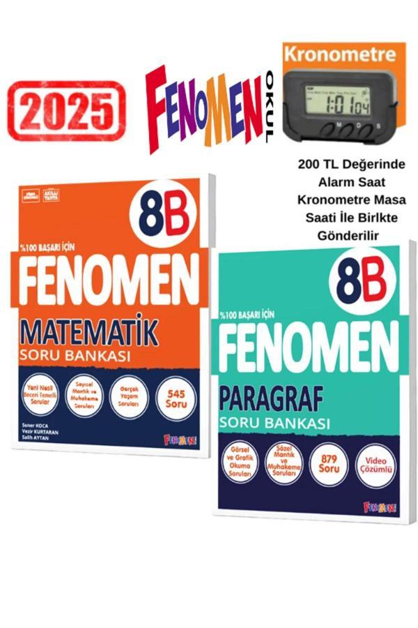 2025  8.Sınıf Lgs Hazırlık Matematik 8B-Paragraf 8B Soru Bankası+Kronometre - Fenomen Yayıncılık - Image 1