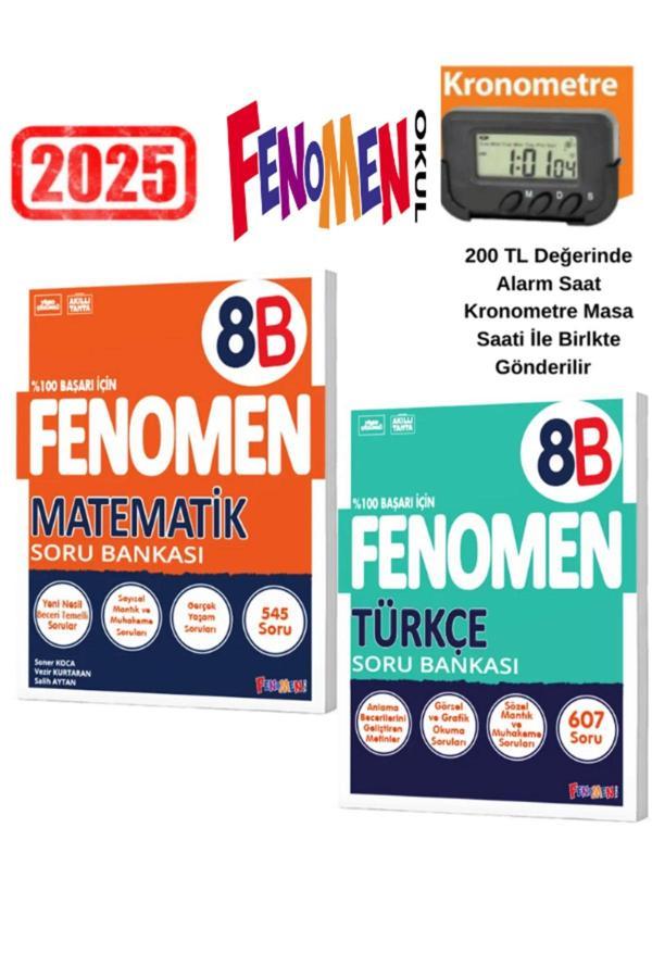2025  8.Sınıf Lgs Hazırlık Matematik 8B-Türkçe 8B Soru Bankası+Kronometre - Fenomen Yayıncılık - Image 1